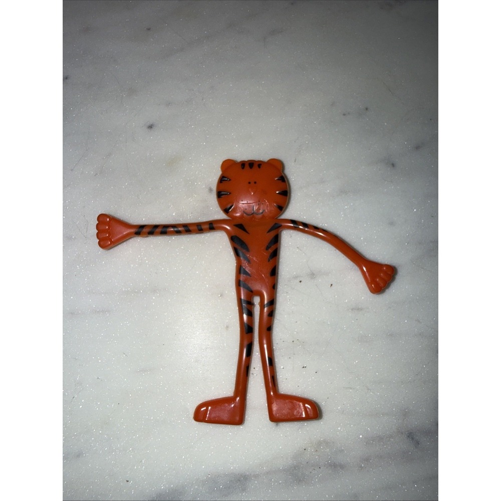 Vintage Bendable Tiger Toy Orange Tabby Cat‎ 4"